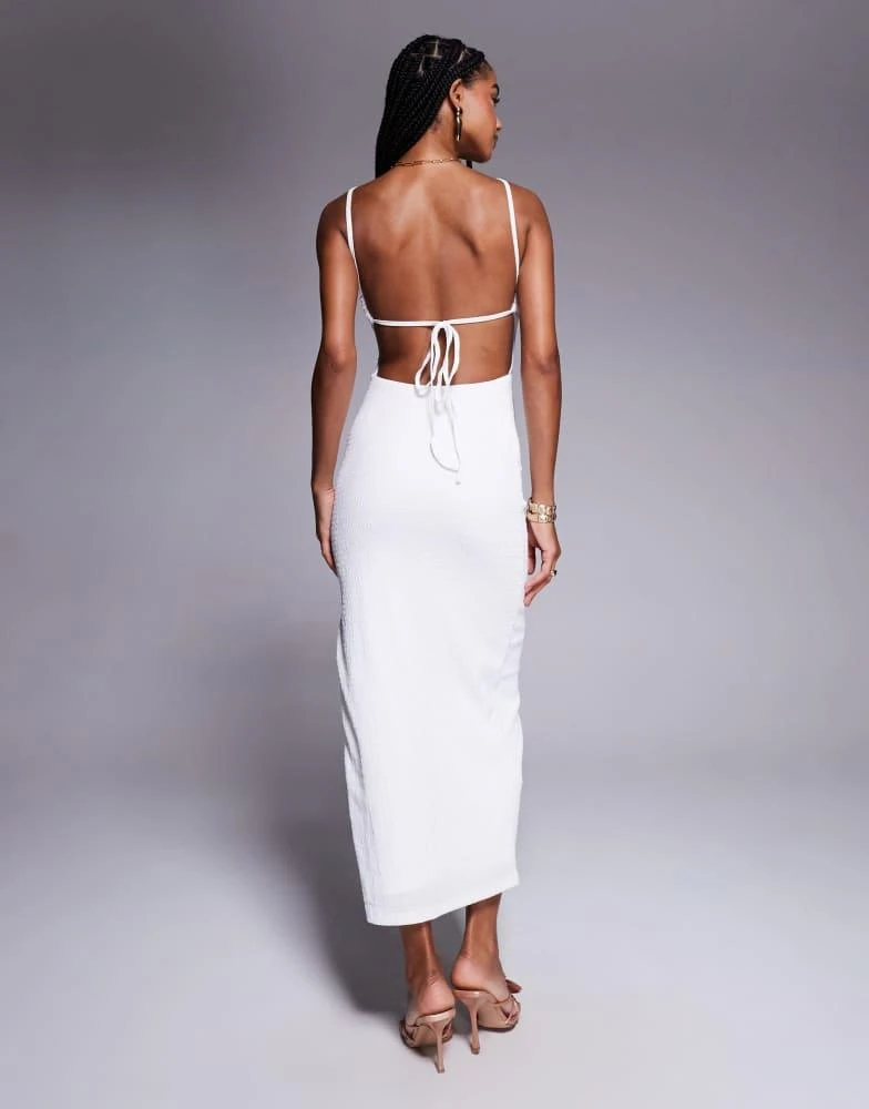 open lace back dress Virginia Beach Backless Maxi Dress Blue Zebra main image 0