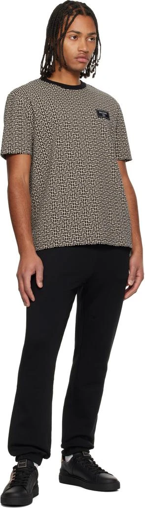 Balmain Black 
Beige Monogrammed 
Balmain Couture
 Label T-shirt 4