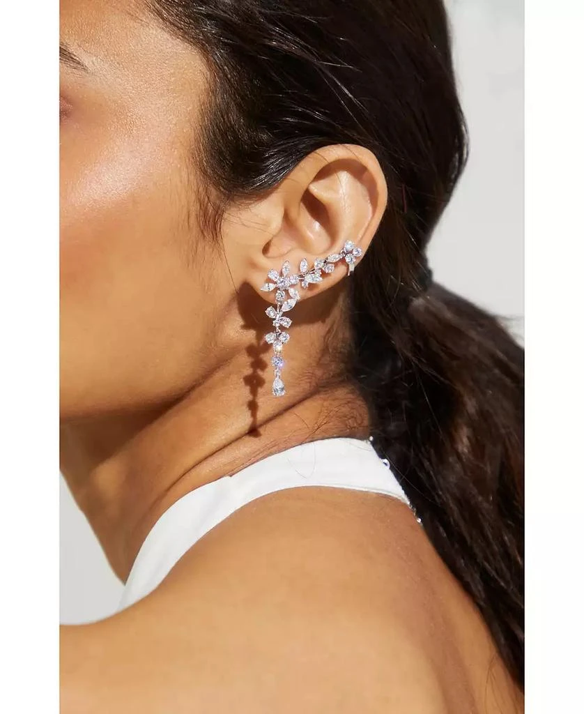 Eliot Danori Silver-Tone Cubic Zirconia Flower Climber Drop Earrings, Created for Macy's 2