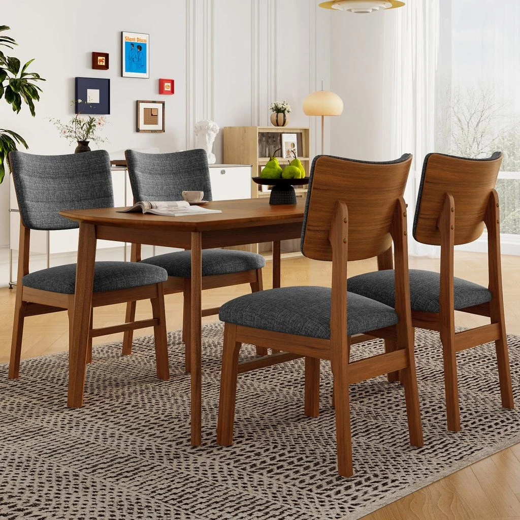 Streamdale Furniture Streamdale Farmhouse Dining Table Set for 4 with Upholstered Chairs, Brown+Gray