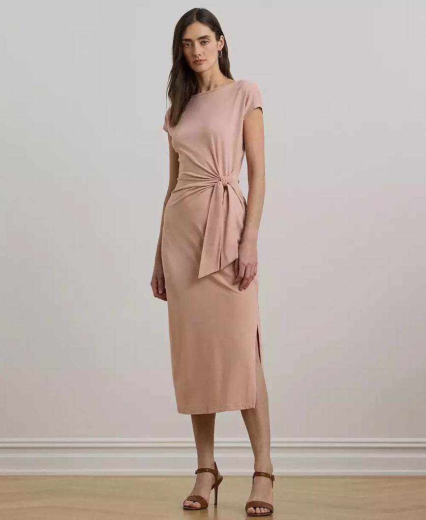 Ralph Lauren Women's Tie-Front Jersey Boatneck Midi Dress