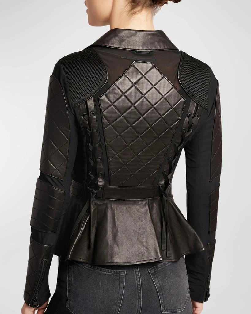 Blanc Noir Moto Mesh Peplum Leather Jacket 4