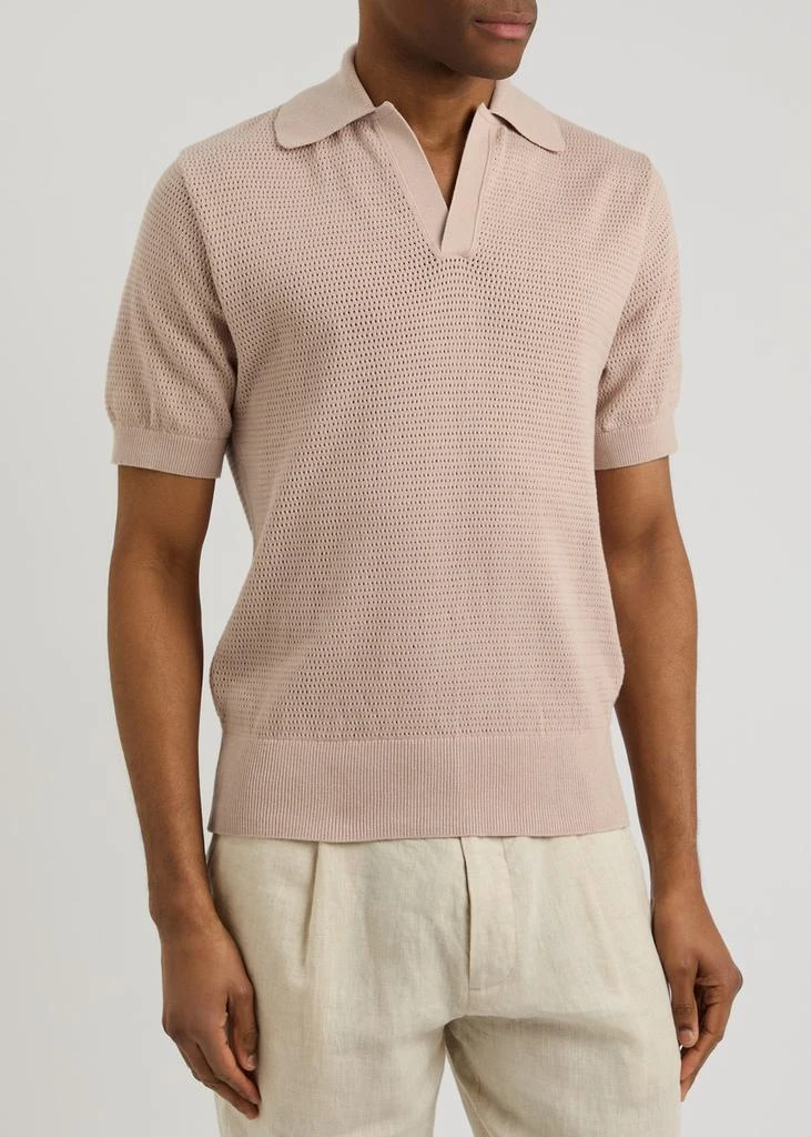 Oliver Spencer Penhale pointelle-knit cotton polo shirt 2
