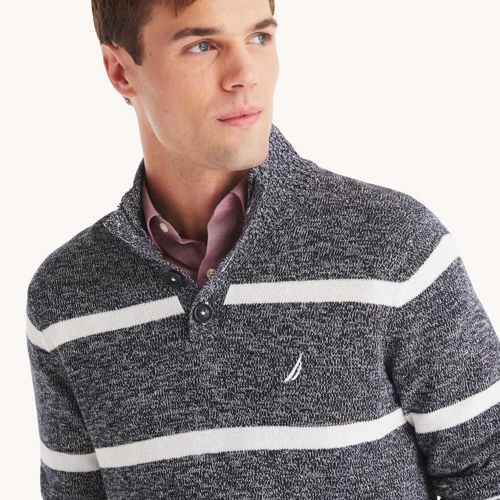 Nautica Mens Striped Mock-Neck Sweater