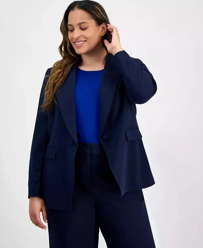 Tahari Plus Size Single-Button Crepe Blazer 1