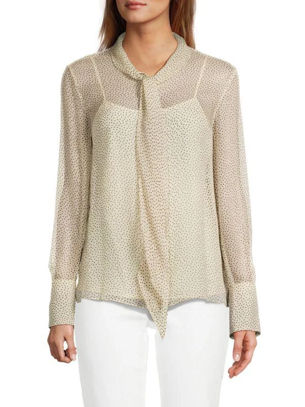 Theory Dotted Silk Tie Blouse 1