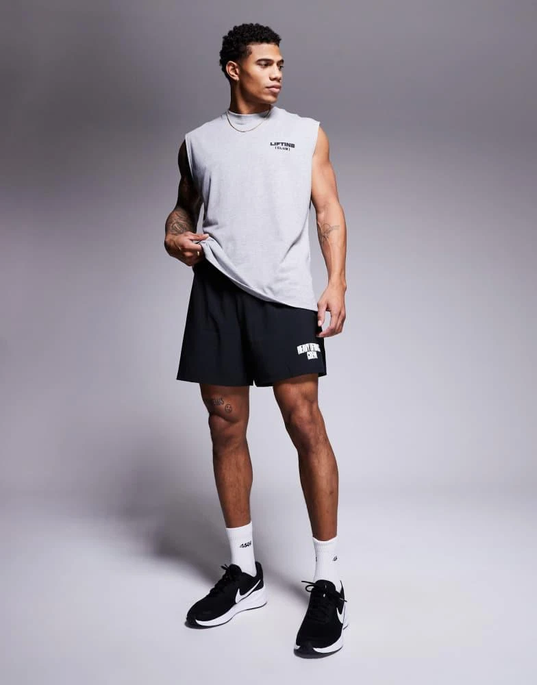 ASOS 4505 loose fit quick dry graphic training shorts with zip pockets in black 2