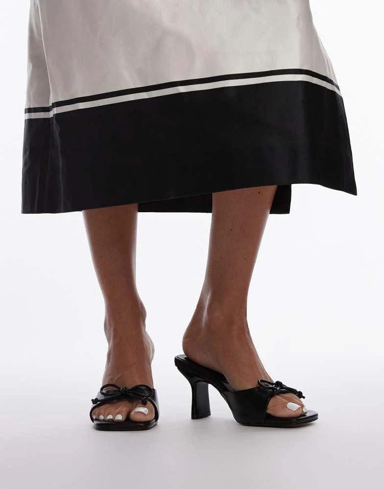 Topshop Topshop Wide Fit Gem heeled mules with bow in black 4