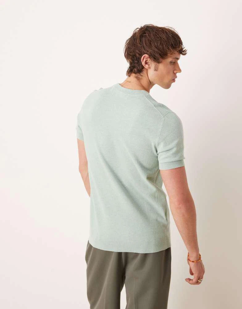 Mango Mango cotton blend fine knit t-shirt in turquoise 3