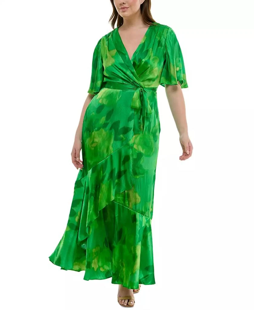 Taylor Plus Size Flutter-Sleeve Faux-Wrap Maxi Dress 1