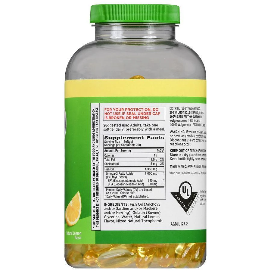 Walgreens Omega-3 1000 mg Softgels Natural Lemon 3