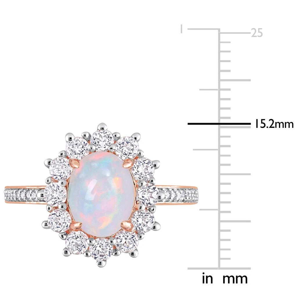 Mimi & Max 2 1/6 CT TGW Oval Shape Blue Ethiopian Opal and White Topaz and 1/10 CT TW Diamond  Halo Ring in Rose Plated Sterling Silver 3