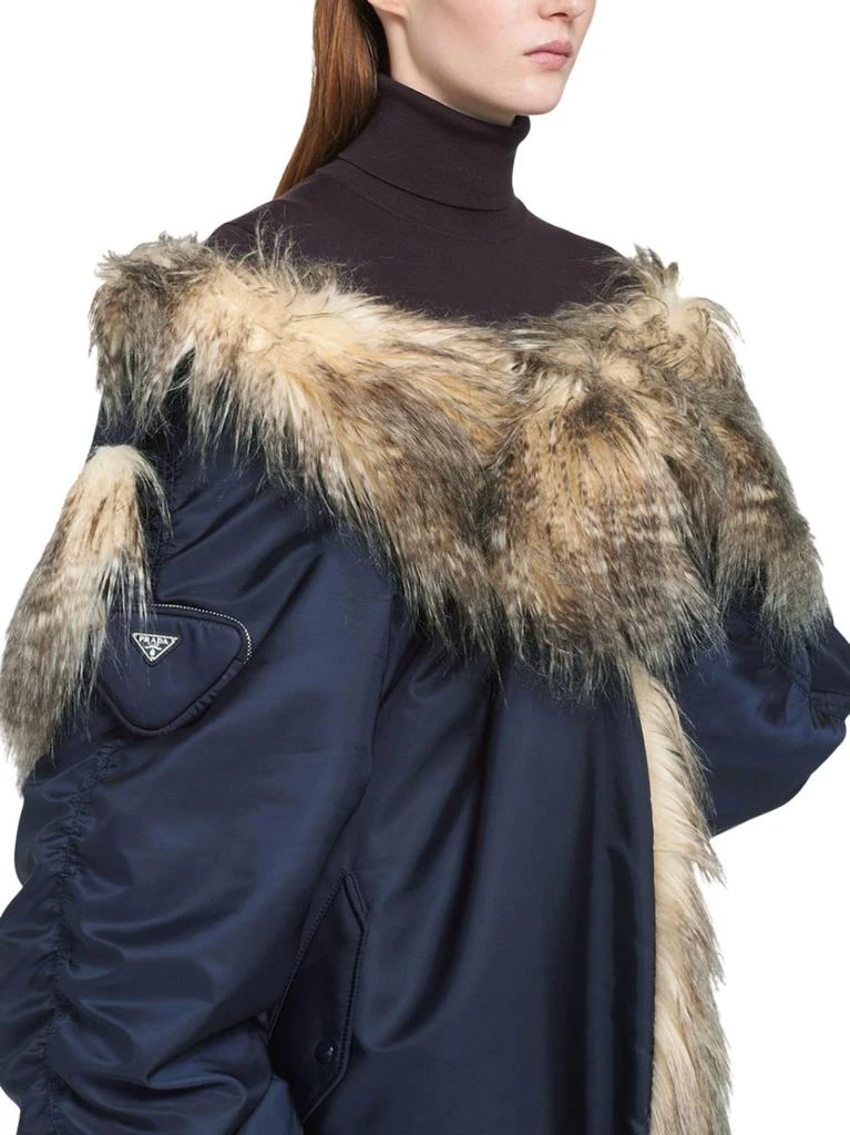 Prada Prada - RE-NYLON FAUX FUR-TRIMMED COAT 5