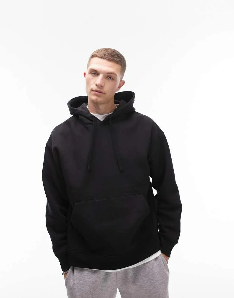 Topman Topman oversized hoodie in black 3