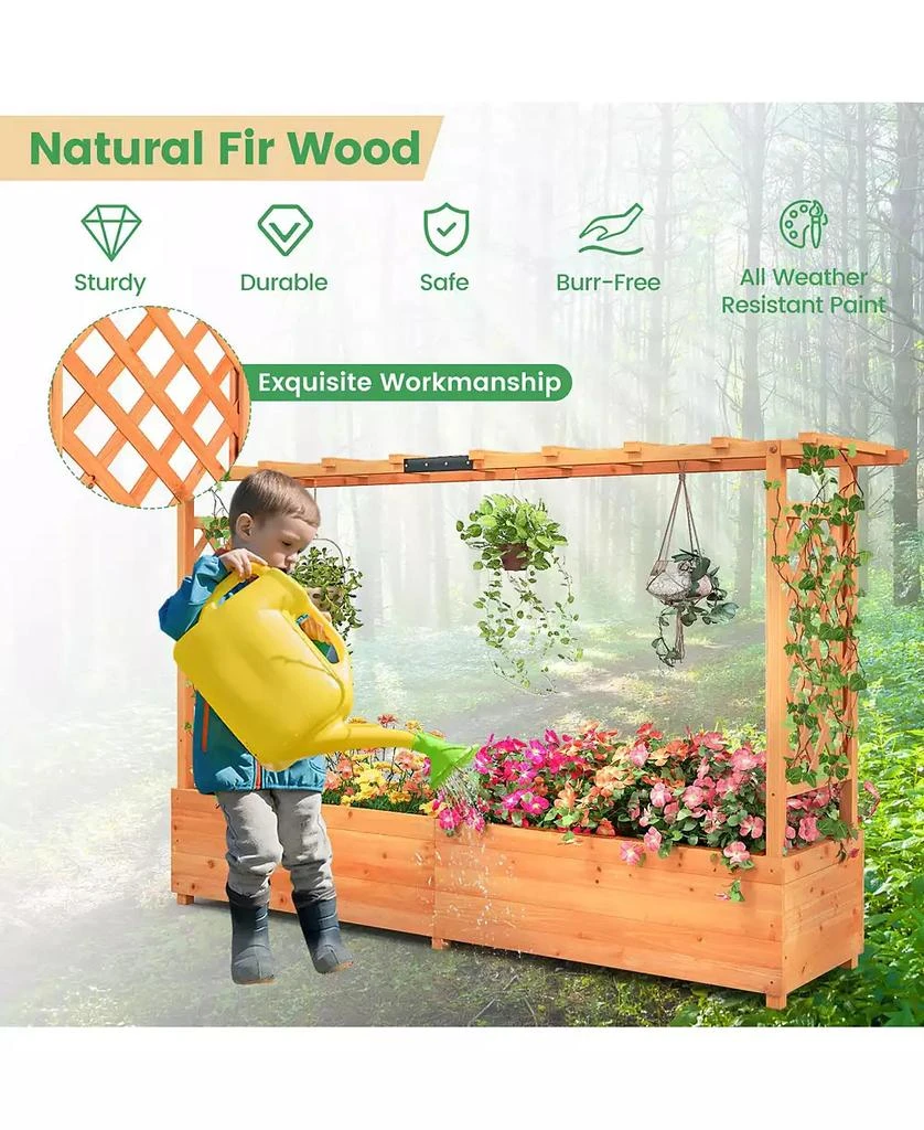 GIVIMO Raised Garden Bed with Side Trellis Hanging Roof and Planter Box 3