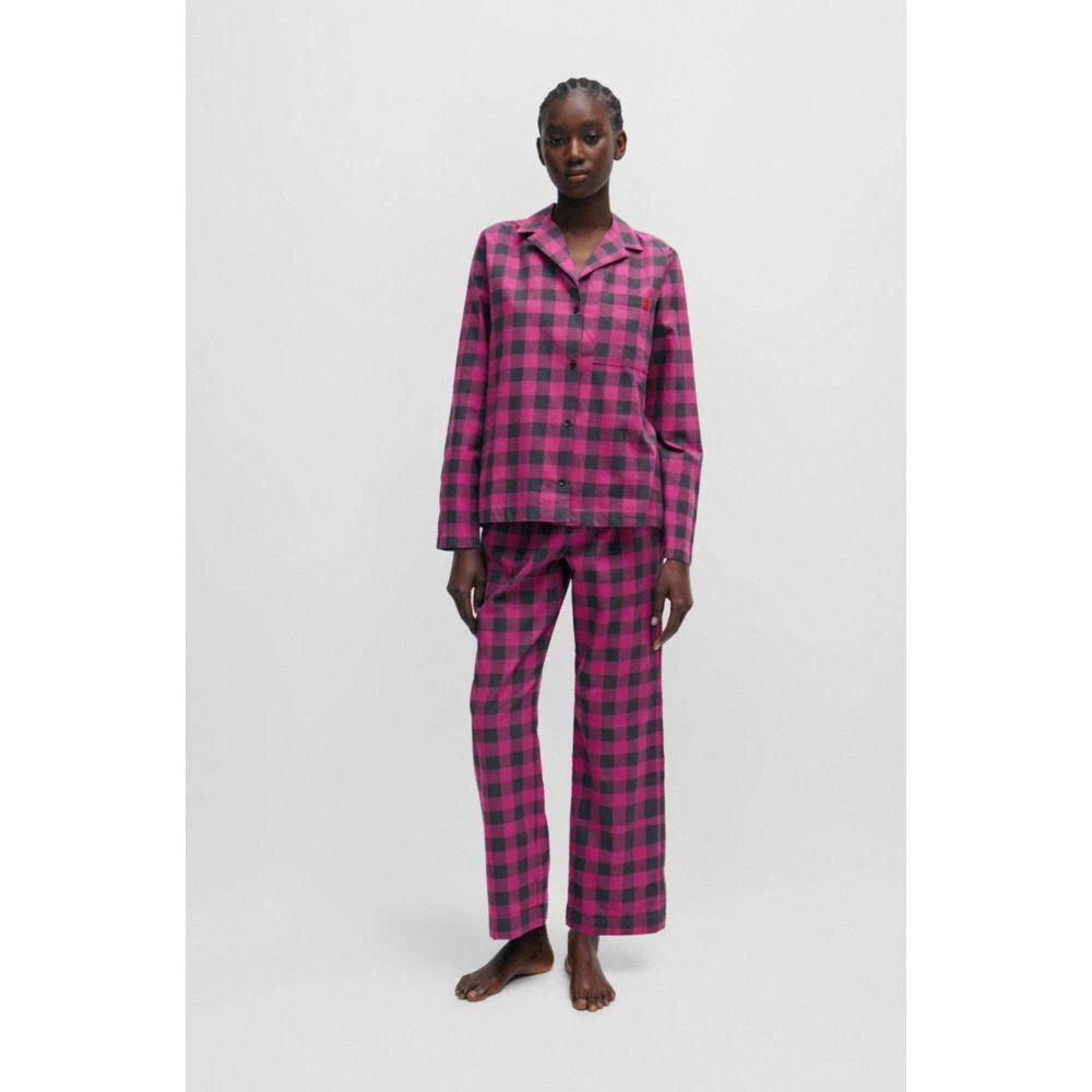 Hugo Boss Relaxed-fit pajama top in checked cotton flannel 2
