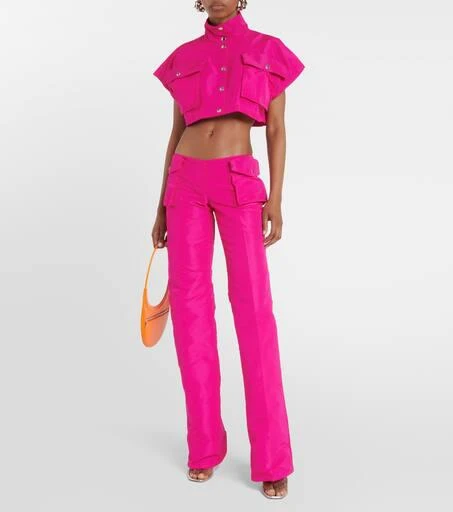 LaQuan Smith Cropped satin jacket 2