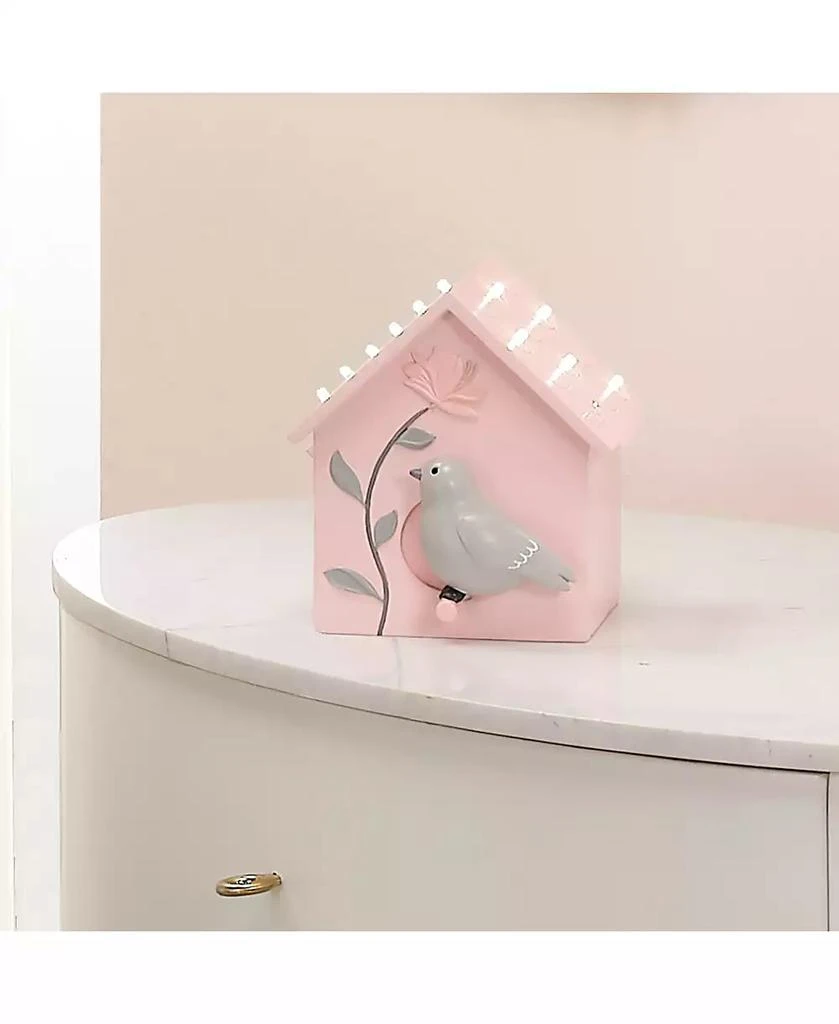 Lambs 
Ivy Petals Pink/Gray Birdhouse Table Top Night Light LED Lamp 7