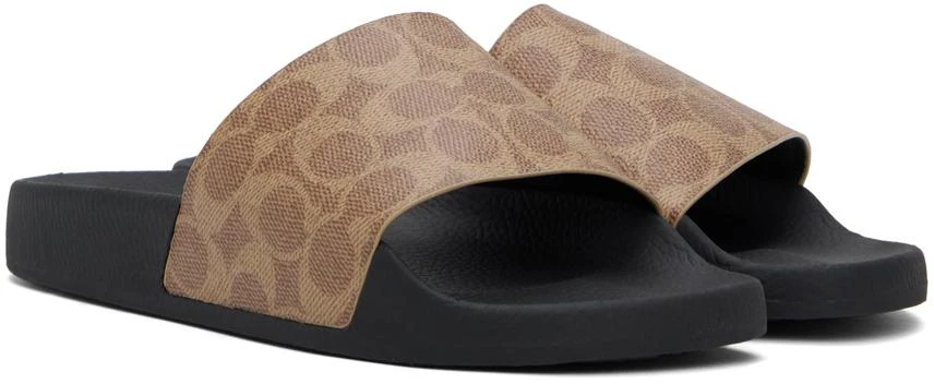 Coach Tan Coated Canvas Slides 4