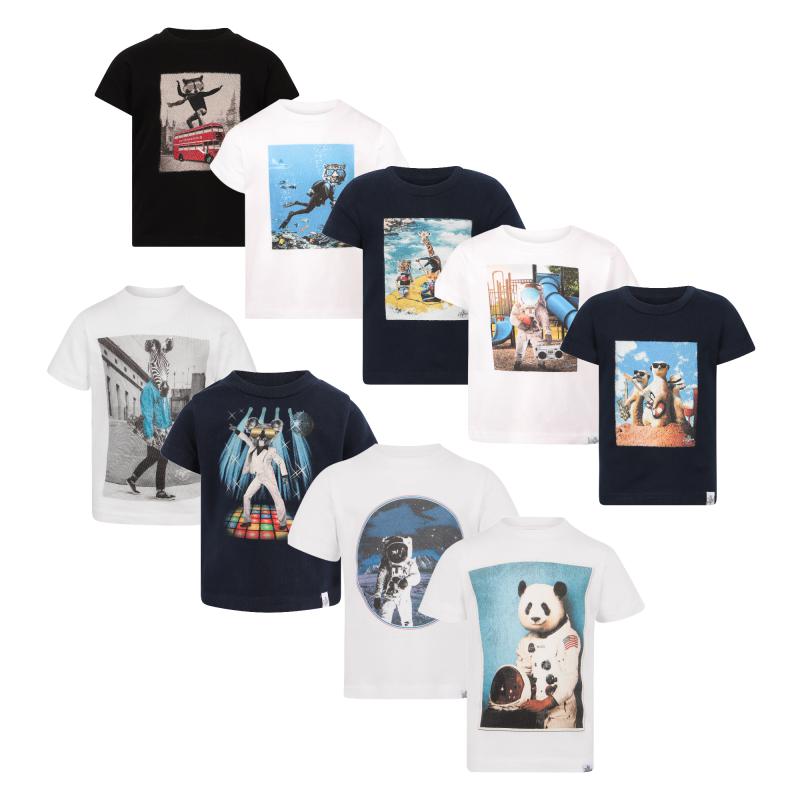 Kid Dangerous Pack of 9 t shirts in white navy and black