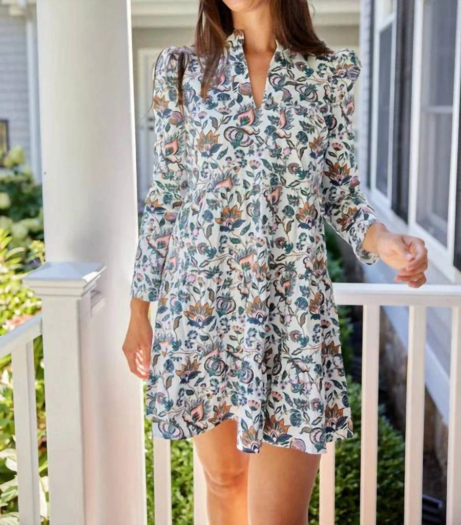 French Floral Long Sleeve Tunic Flare Dress French Floral PRINT / S / F24603