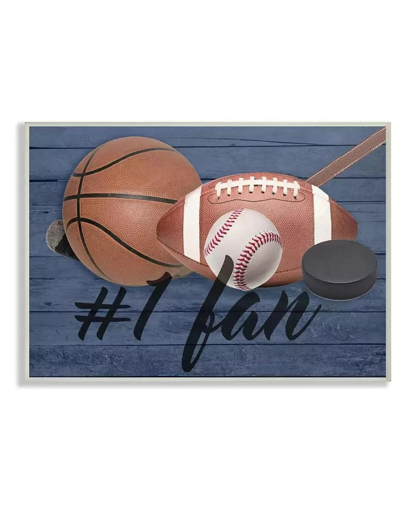 Stupell Industries #1 Fan Sports Plank Wall Plaque Art, 12.5" x 18.5" 1