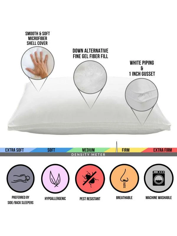 Ella Jayne Hotel Overstuffed Luxury Plush Medium/Firm Gusseted Microfiber Side & Back Sleeper Pillow 3
