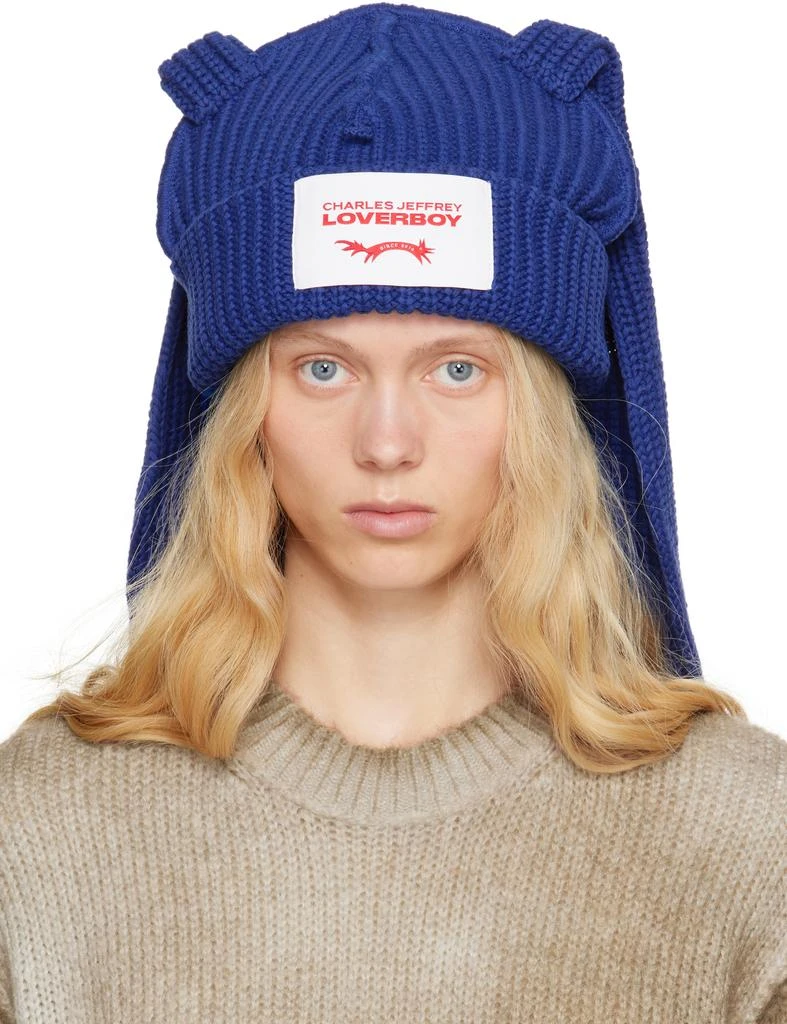 Charles Jeffrey Loverboy Blue Chunky Rabbit Beanie - Hats  display picture 1