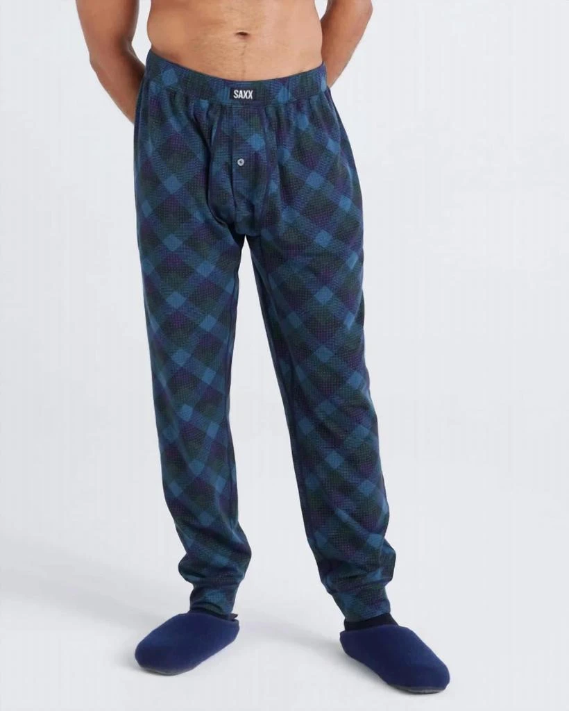 SAXX Droptemp Cooling Sleep Pants In Bison Check Navy 2