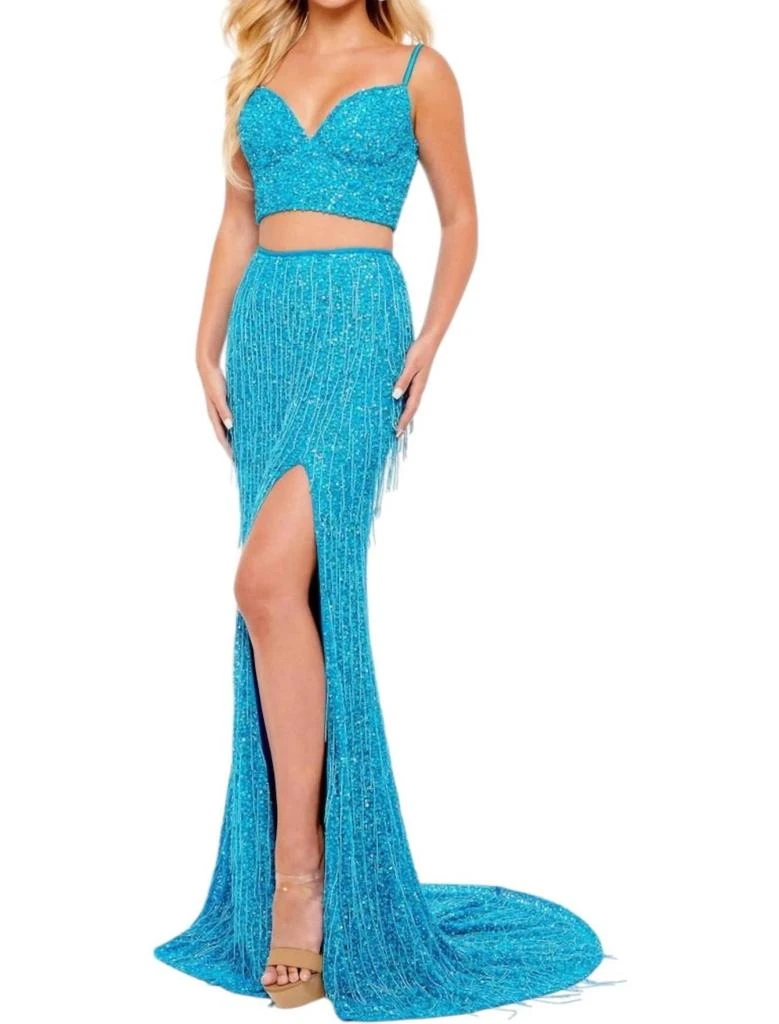 RACHEL ALLAN Rachel Allan - Sequin & Bead Fringe Two-piece Set 1
