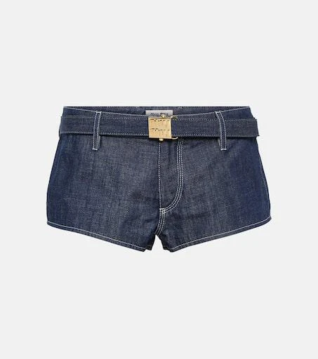 Miu Miu Low-rise slim denim shorts 1