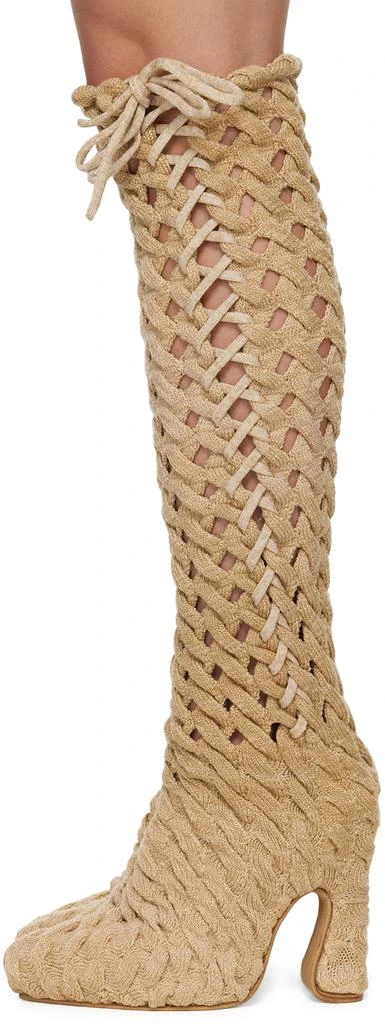 Isa Boulder SSENSE Exclusive Beige Spiral Cable Boots 3