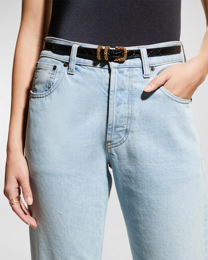 by FAR Kat Croc-Embossed Chain Buckle Belt