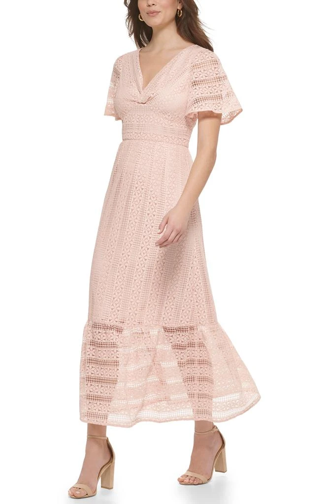 Kensie Floral Striped Lace Maxi Dress 4