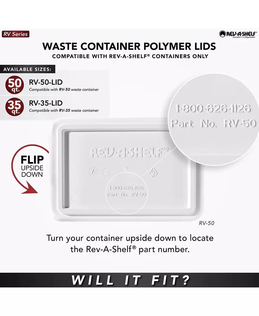 Rev-A-Shelf 50 qt. Trash Can Replacement Lid, White (Lid Only), RV-50-LID-1-40 2