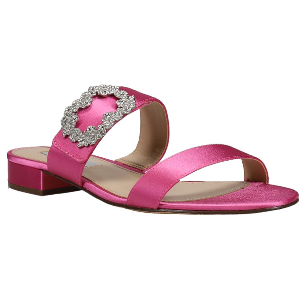 Nina Shavone Rhinestone Metallic Slide Sandals