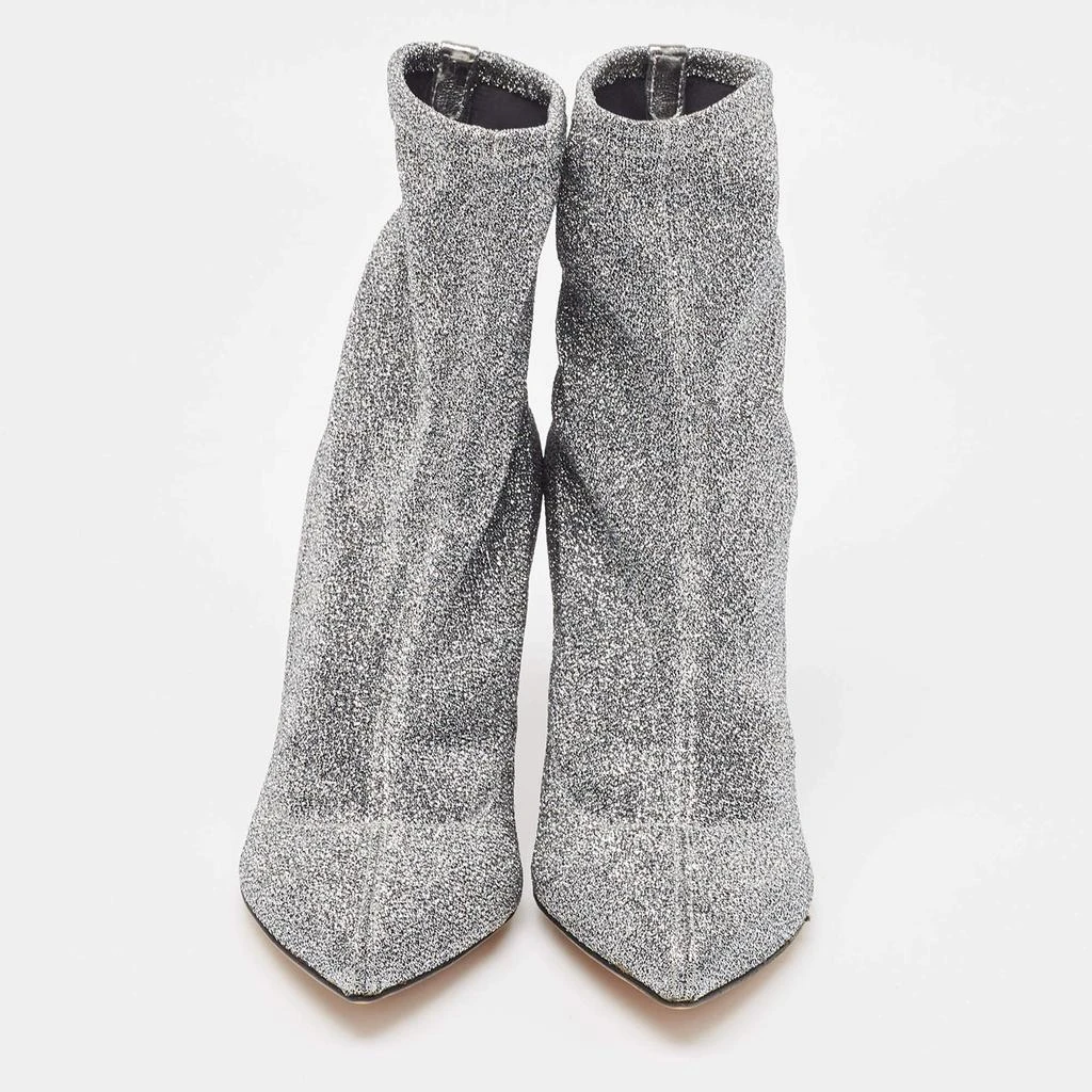 Sergio Rossi Sergio Rossi Silver Knit Fabric Sock Ankle Boots Size 36 3