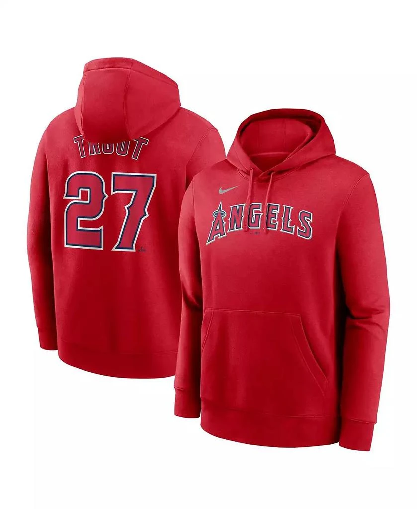 NIKE Men's Mike Trout Red Los Angeles Angels Player Name Number Club Pullover Hoodie 1