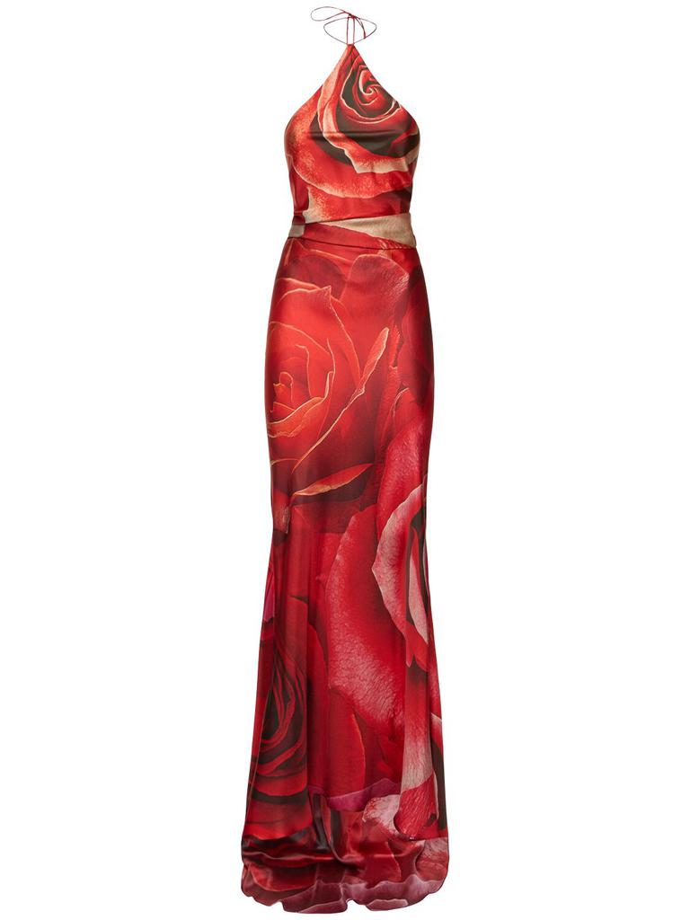 ワンピース ROBERTO CAVALLI RED SILK MIDI DRESS Roberto Cavalli Roberto Cavalli Red Silk Midi Dress