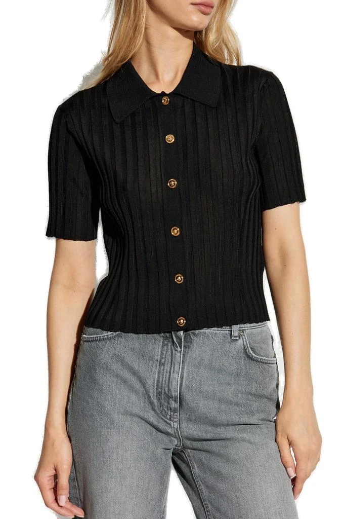 Versace Short-Sleeved Button-Up Knitted Shirt – On Sale Now with