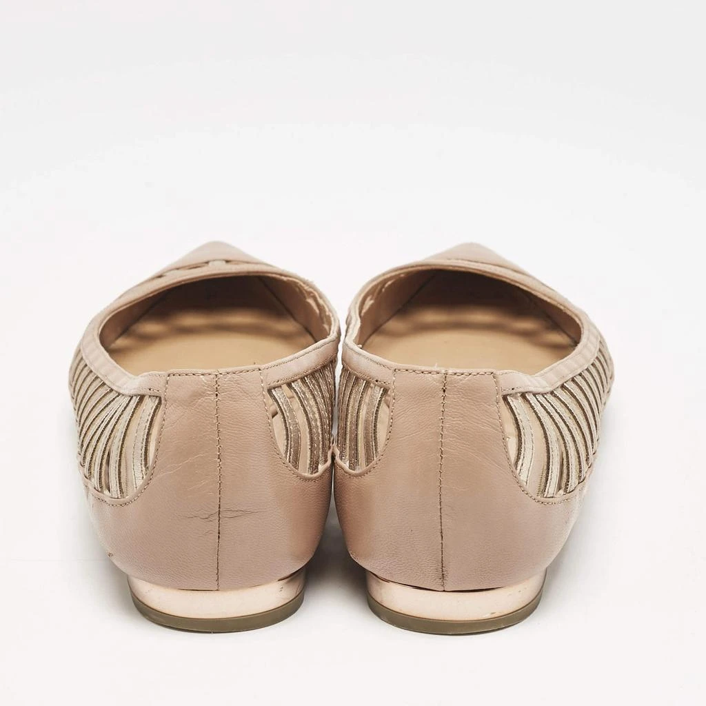 Aquazzura Aquazzura Beige Leather Le Parisien Pointed Toe Ballet Flats Size 38 5