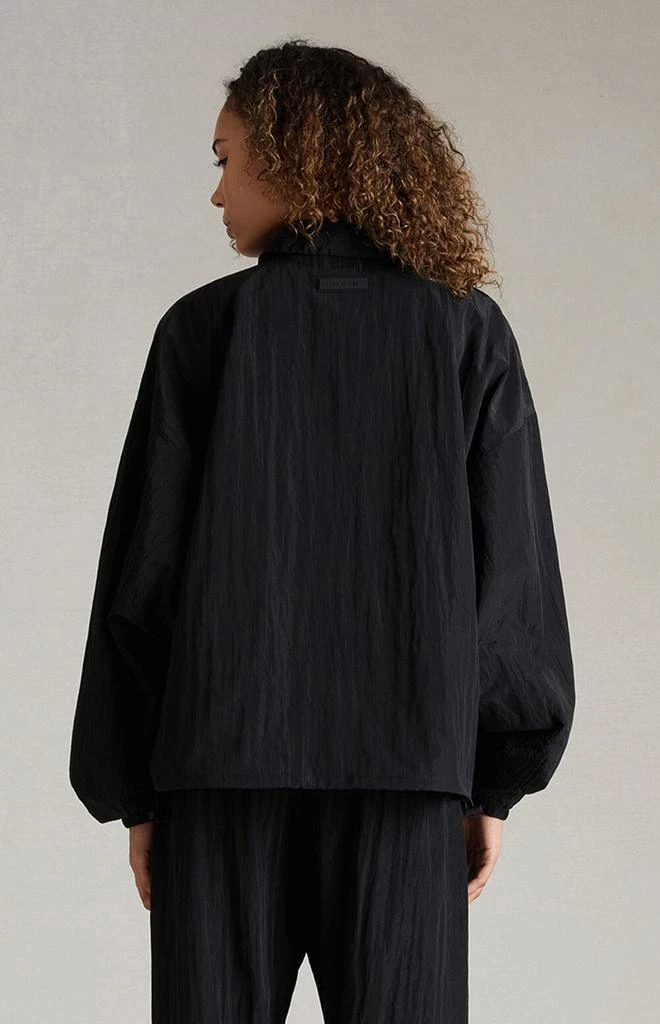 Essentials Women's Jet Black Crinkle Nylon Shell Bomber Jacket 4