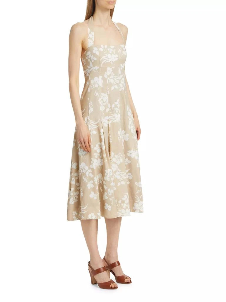 Veronica Beard Amalia Floral Linen-Blend Halter Midi-Dress 4