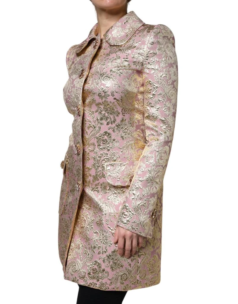 Dolce & Gabbana Metallic pink gold Jacquard Jewel Button Coat Women's Jacket 2