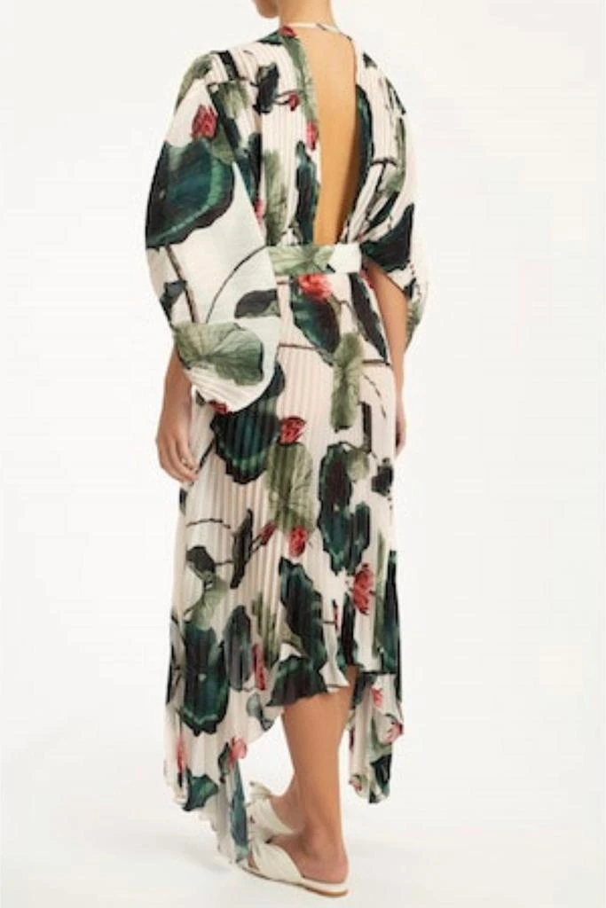 Adriana Degreas Pleated Midi Dress In Victoria Regia 2