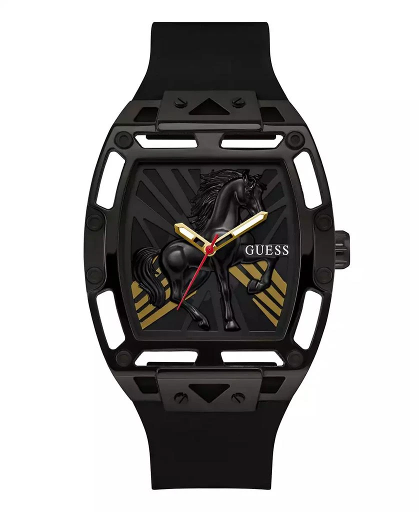 GUESS Men's Black Silicone Analog Watch, 44mm 1