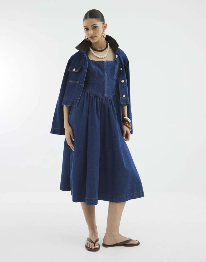 River Island River Island Denim corset midi dress in denim - dark - Dresses  & Skirts - Free Shipping - BeyondStyle