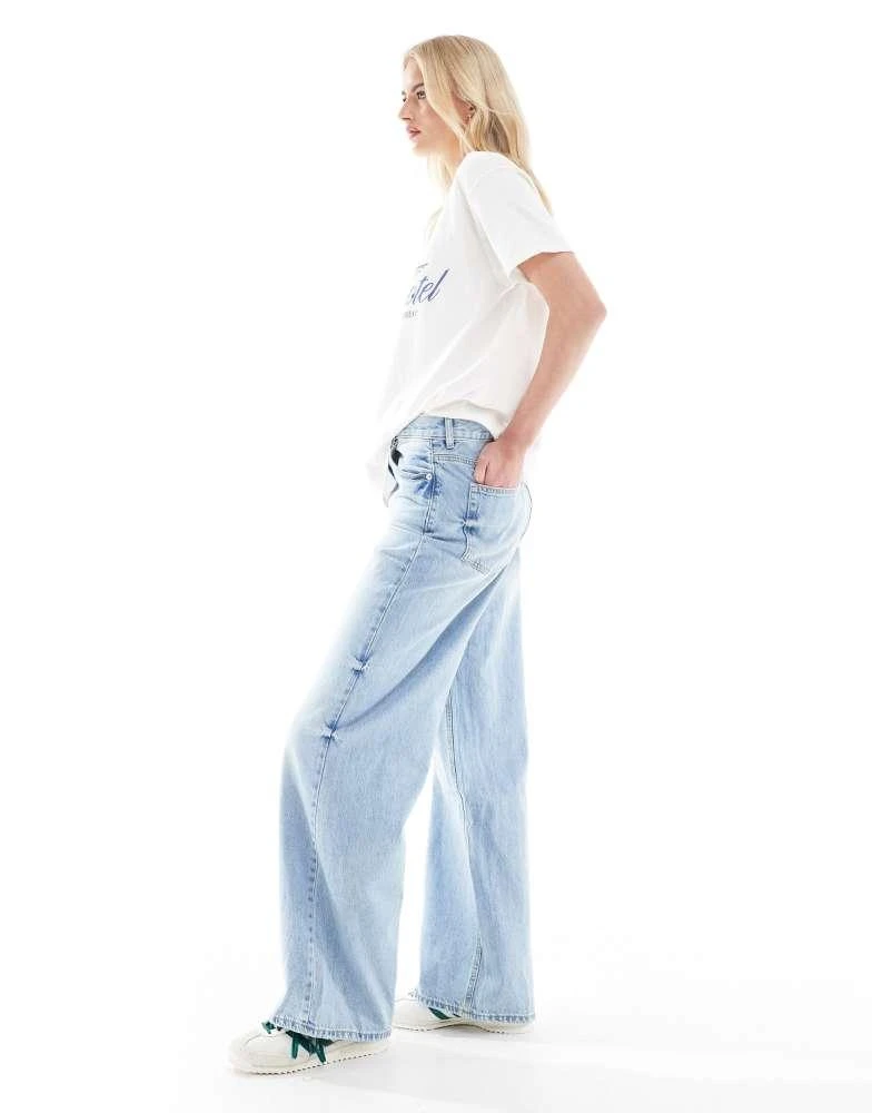 Stradivarius Stradivarius Tall D88 baggy jean in mid blue wash 3