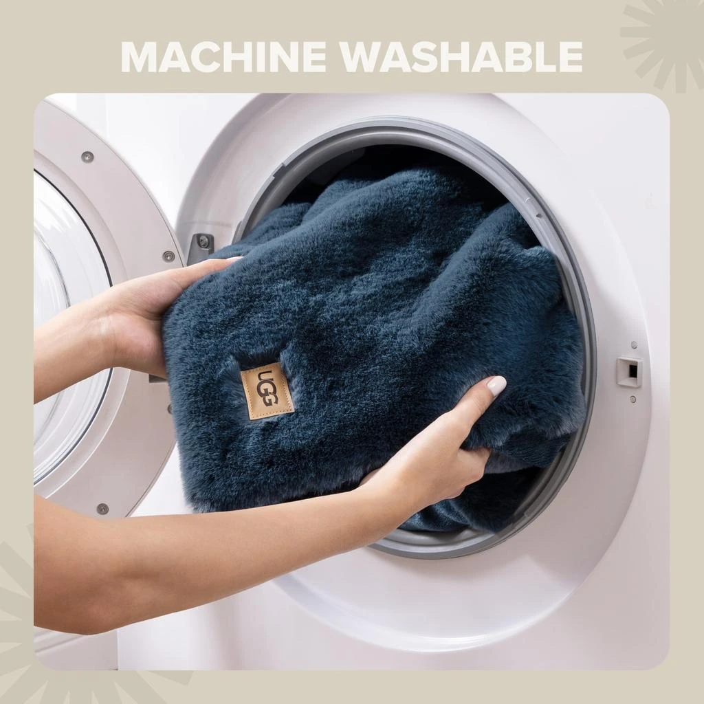 UGG UGG Euphoria Faux Fur Throw Blanket, Soft Warm Throw Blankets for Couch or Bed, Luxury Bedroom Decor, Giftable Fuzzy Blankets, Machine Washable, 50-inch x 70-inch, Indigo Blue 6