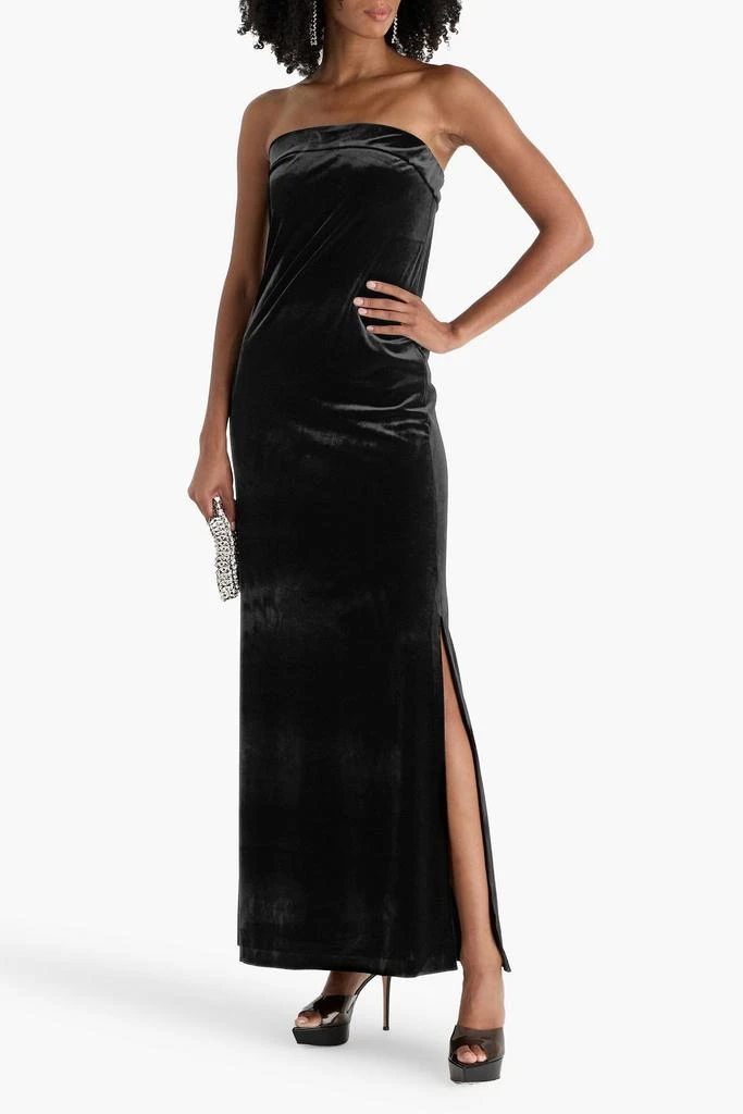Norma Kamali Strapless velvet maxi dress 2